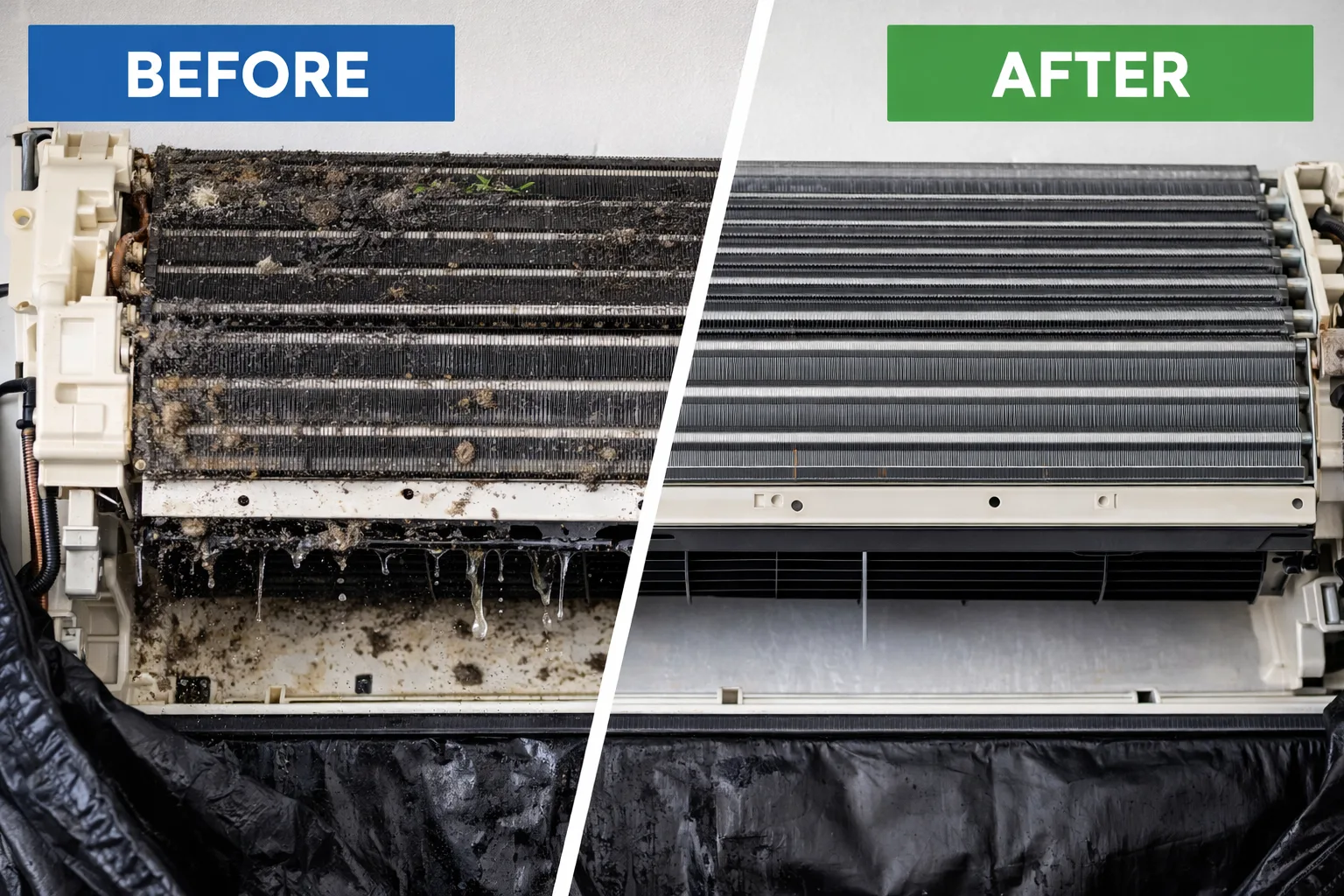Aircond cleaning Before vs After