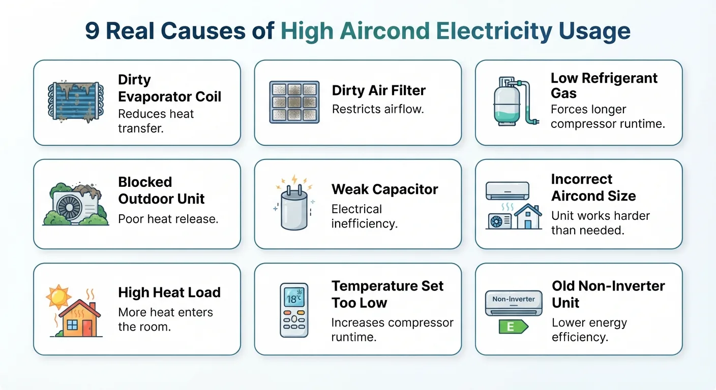 Reasons for high air conditioning electricity bills in Malaysia