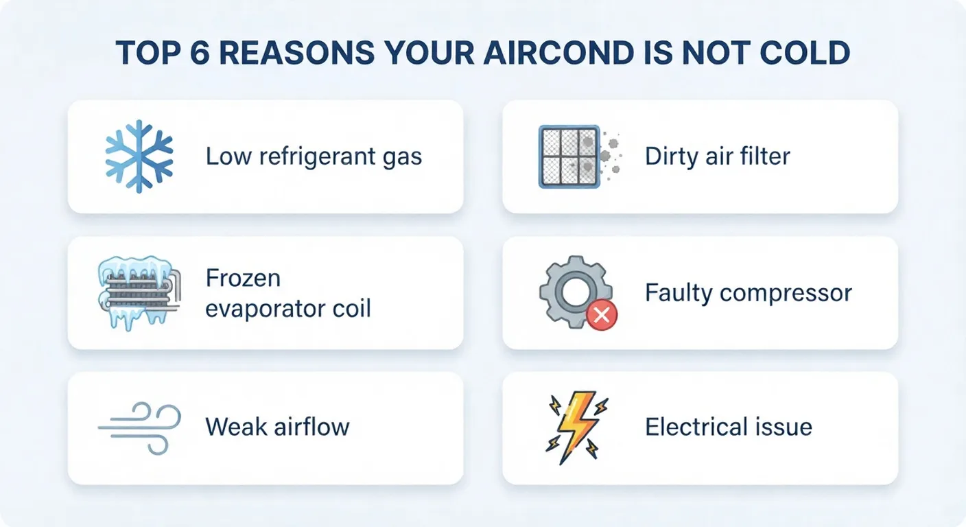 Top 6 reasons aircond is not cold Top 6 reasons aircond is not cold